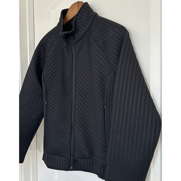 T By Talbots Jacket Medium Zip Fitted Textured Jacquard Active Athleisure - Picture 4 of 14